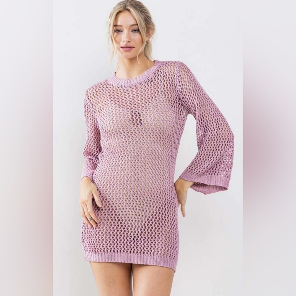 Lavender Knit Mesh Dress